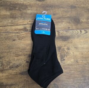 New Juncture Men's Black Athletic Low Cut Socks 3 Pairs Size 6-12